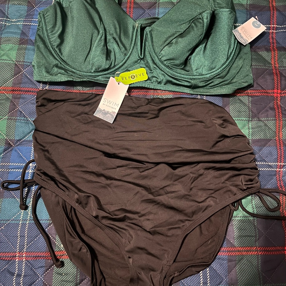NWT Lane Bryant Green and Black Bikini Set
